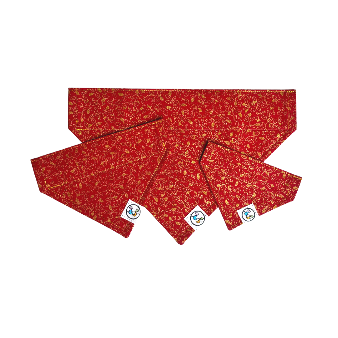 Lucky Red and Golden Leaves Bandana
