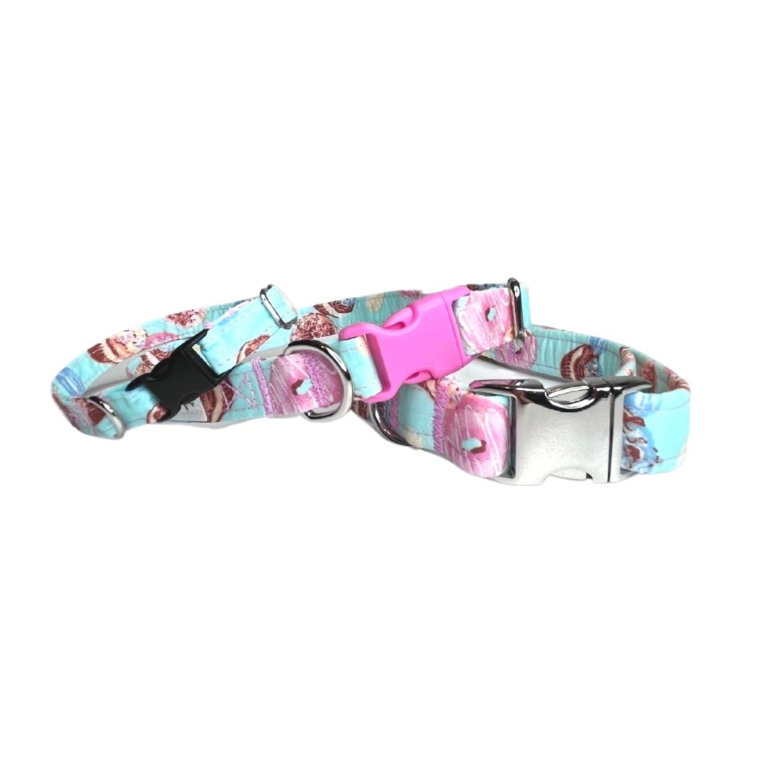Organic Egyptian Cotton Blue & Pink Donuts and Cupcakes Collar
