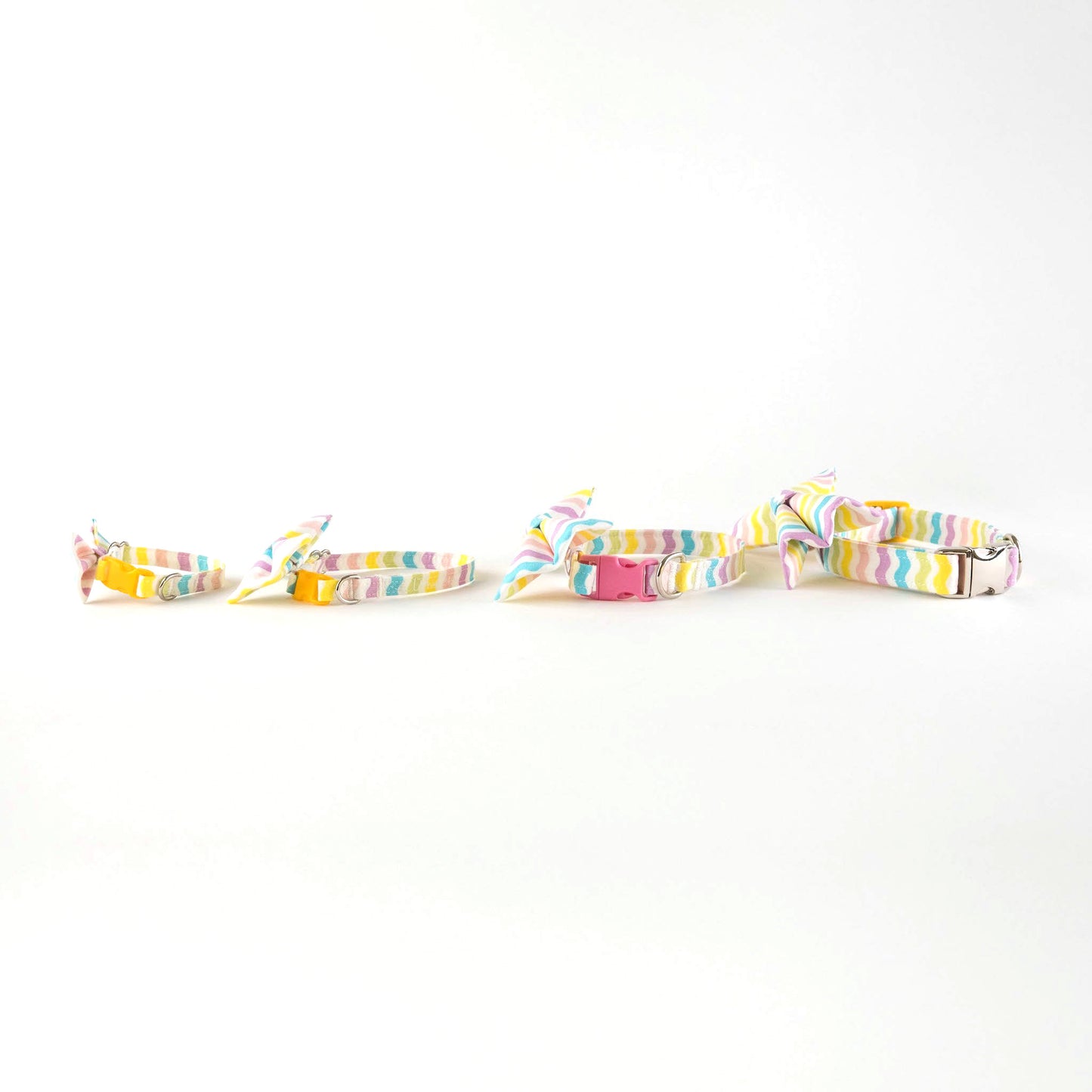 Pastel Rainbow Waves Collar and Bow Tie - Whiskerful 2
