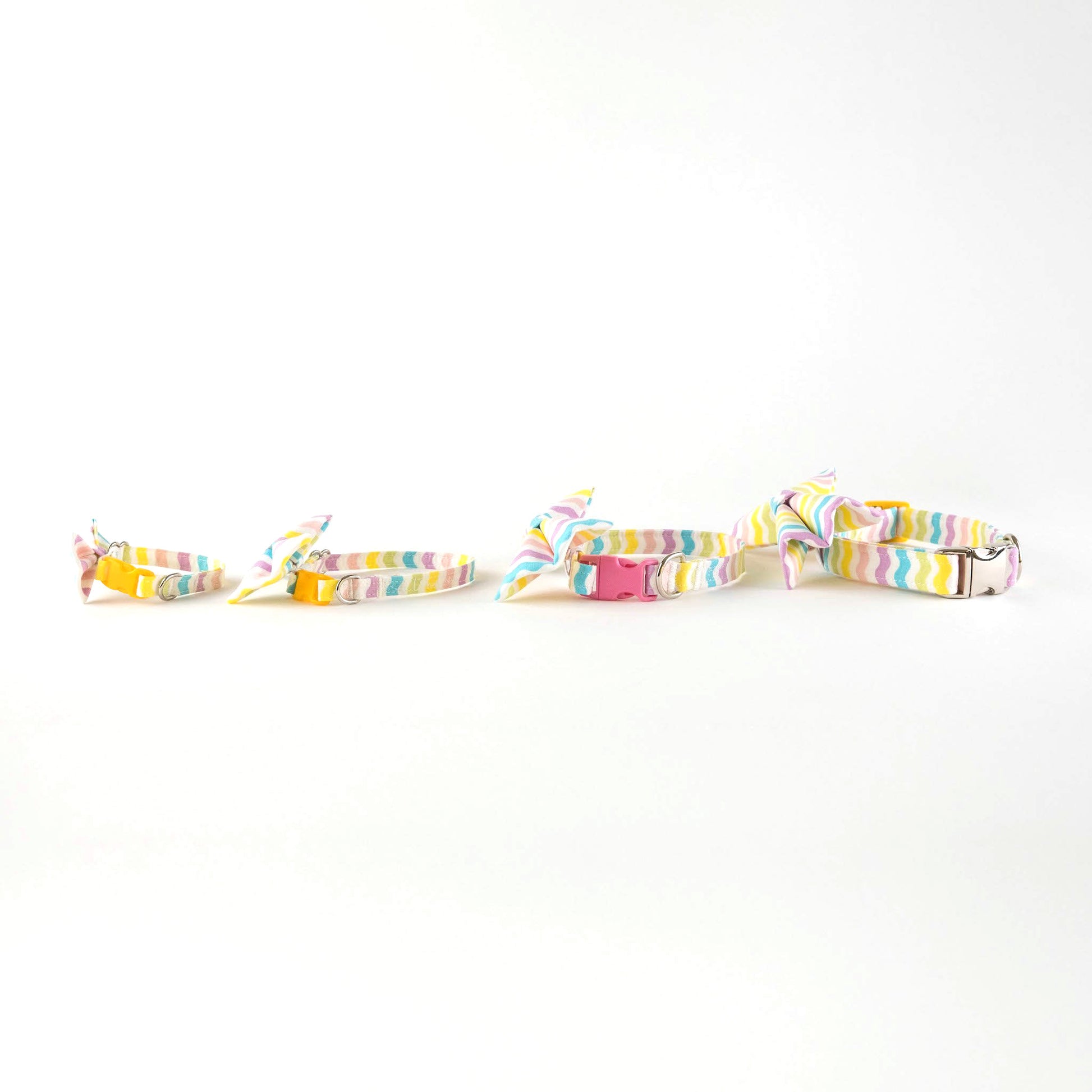 Pastel Rainbow Waves Collar and Bow Tie - Whiskerful 2