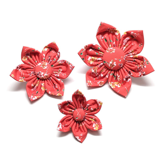 Red and Golden Yellow Floral Collar and Flower for Dogs and Cats - Whiskerful 2
